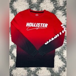 Hollister Men's Red/black Long Sleeve Ombre  Size Medium fits like a small